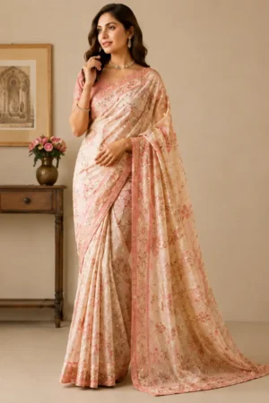Peach Blossom Saree