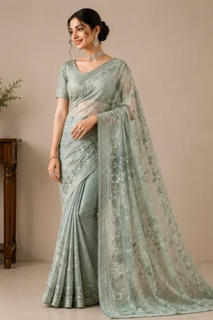 Sage Bloom Saree