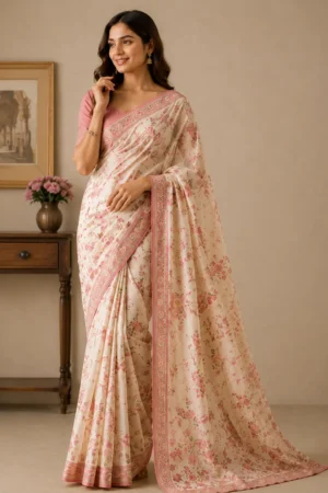 Peach Blossom Saree