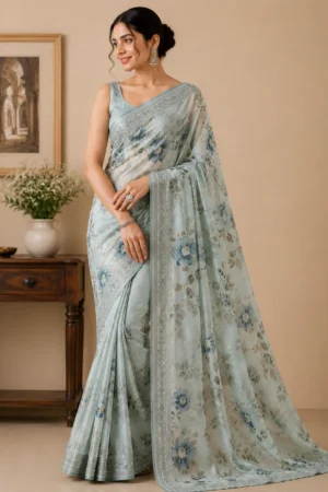 Sage Bloom Saree