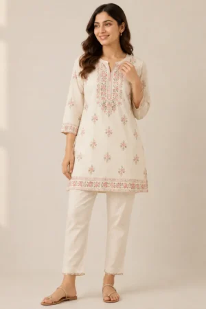 Ivory Blossom Kurti