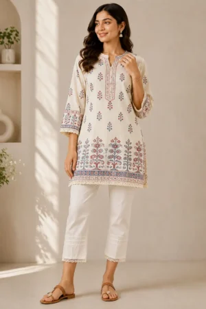 Ivory Bloom Kurti
